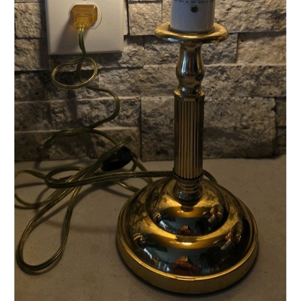 VTG Brass Candlestick Table Lamp MCM Boudoir Light Classic Bankers Retro 70's